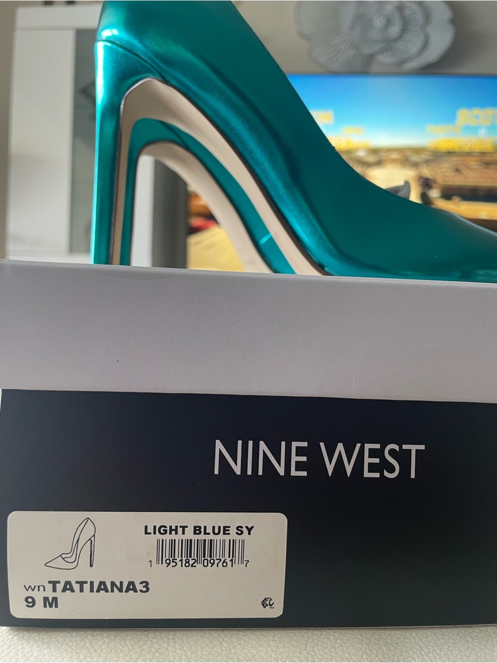 Nine West Metallic Teal Pointed Toe Stilettos - Picture 8 of 9